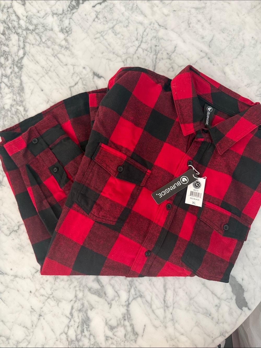 burnside Red and Black Buffalo Plaid Button-Down Shirt